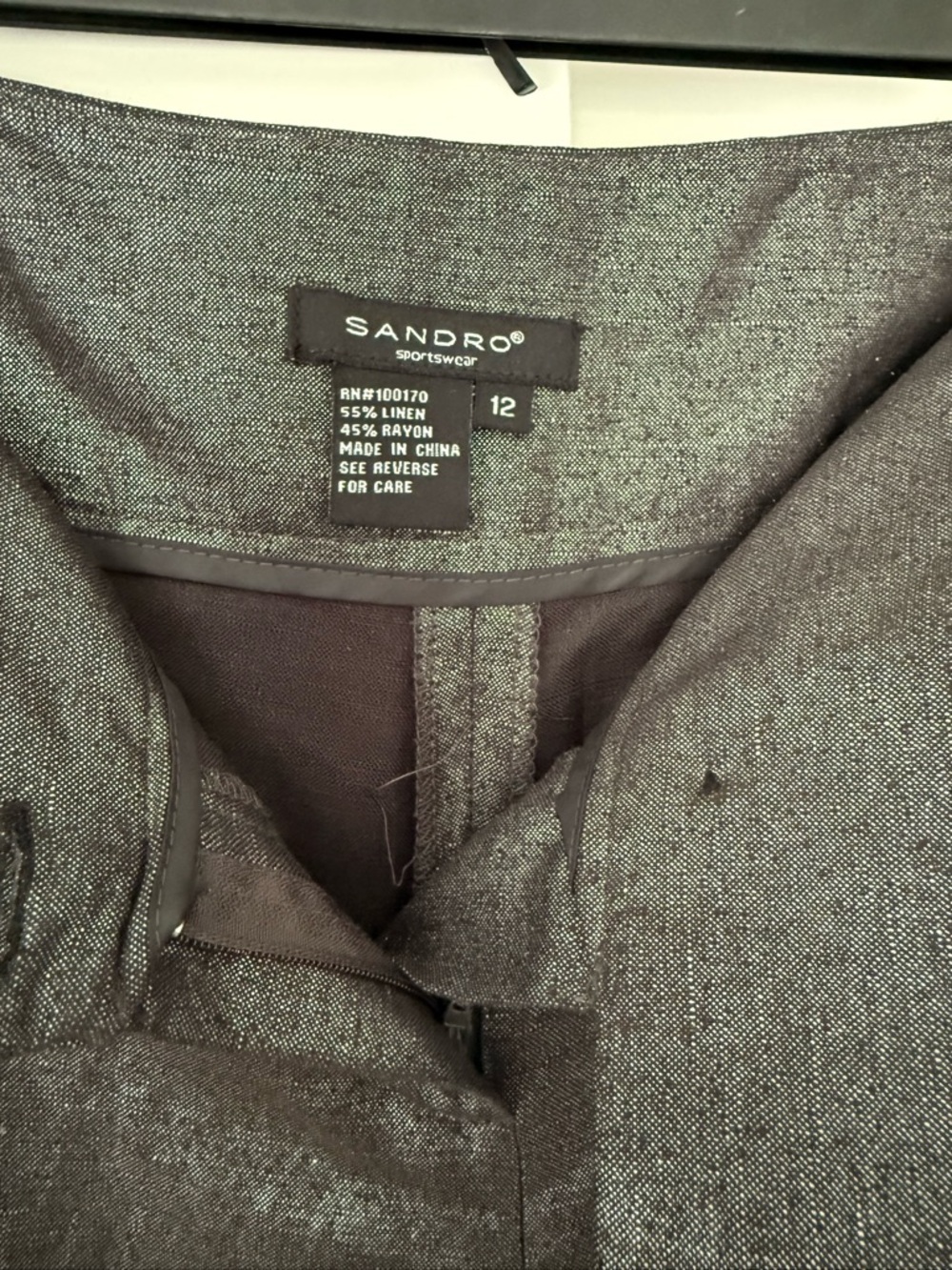 Metallic Charcoal Two-Piece Suit - Jacket & Wide Leg Pants size L/12 NWT - Picture 5 of 7